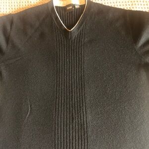 Hugo Boss Black Cashmere V-Neck Ribbed Front Men's Sweater, size L